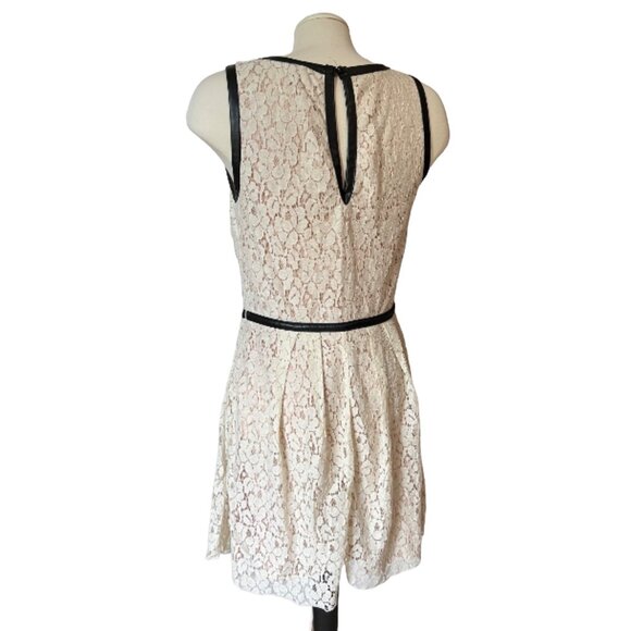 Speechless Cream Lace Babydoll Dress Sz 13 Juniors Black Faux Leather Waist - Picture 9 of 12